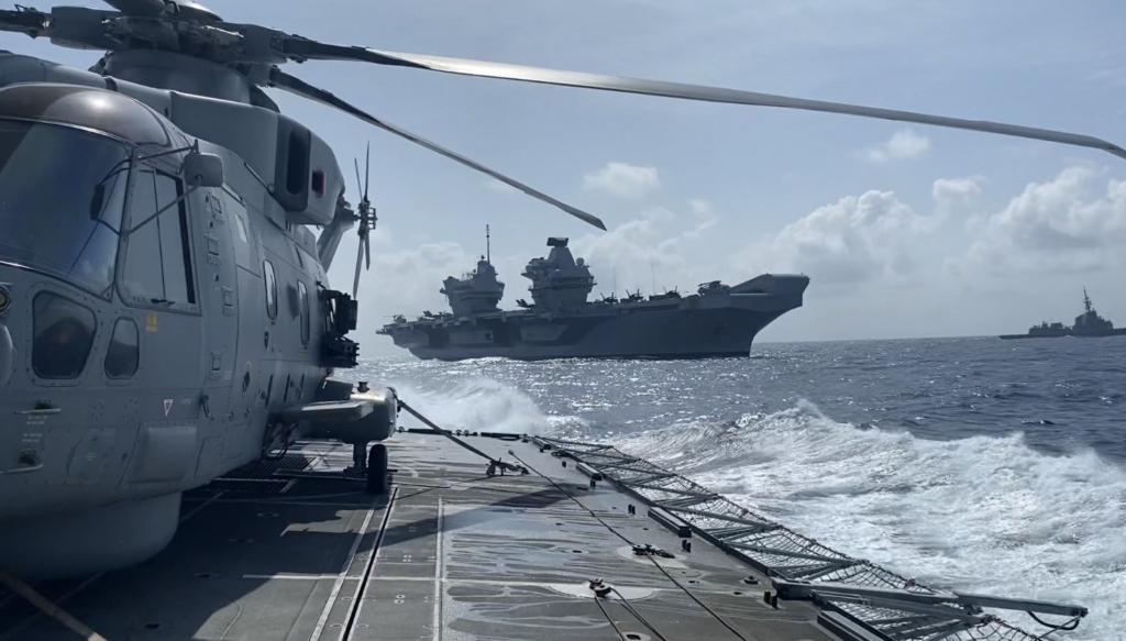 View of Royal Navy Carrier Strike Group