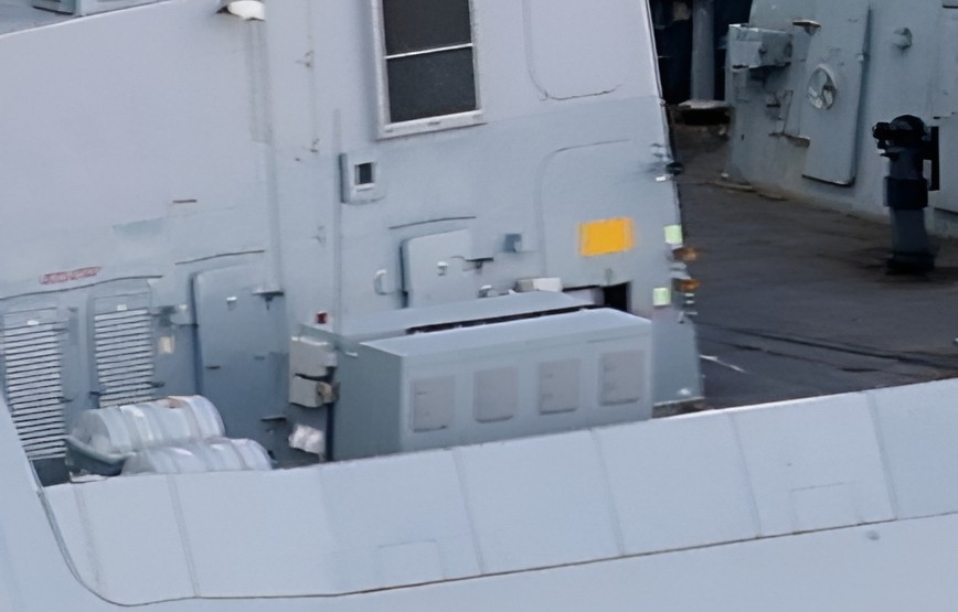 The new launch containers are thought to house vertical-launched drone interceptors against hostile threats during C-UAS operations. Image: MOD Crown Copyright/PO Phot Belinda Alker
