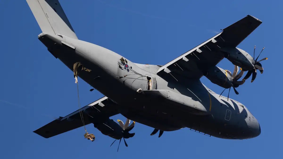 Image: French and British Paratroopers jump from RAF A400’s as part of Exercise RHINO TITAN.
Over seven weeks (Sep-Oct 2026) of demanding training at Sennelager in Germany, Exercise RHINO TITAN has tested 16 Air Assault Brigade’s readiness to serve as the UK military’s global response force.