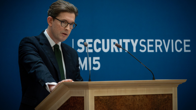 Sir Ken McCallum, MI5 chief giving annual threat update at Thames House