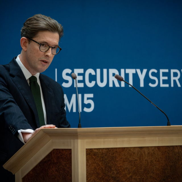 Sir Ken McCallum, MI5 chief giving annual threat update at Thames House