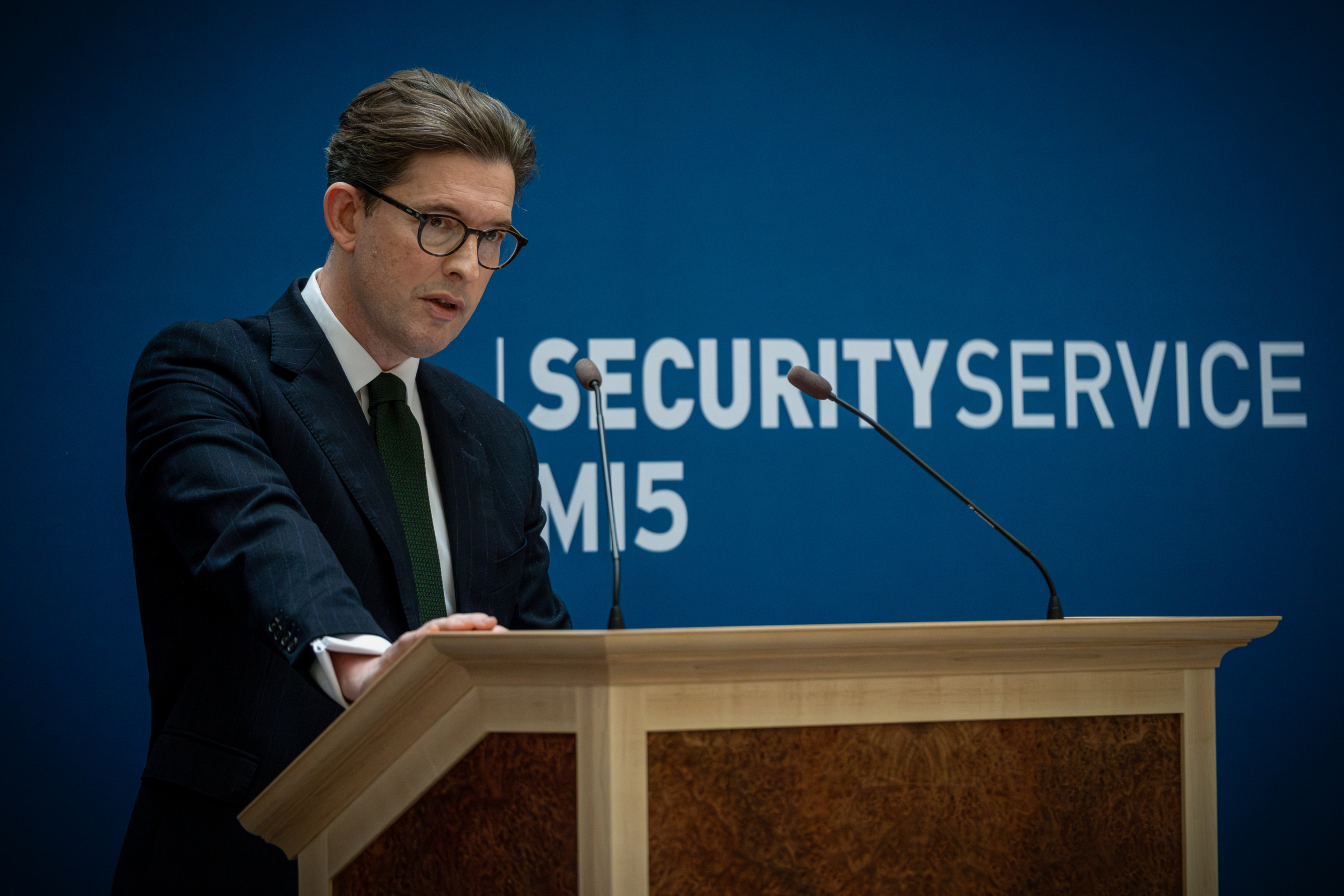 Sir Ken McCallum, MI5 chief giving annual threat update at Thames House